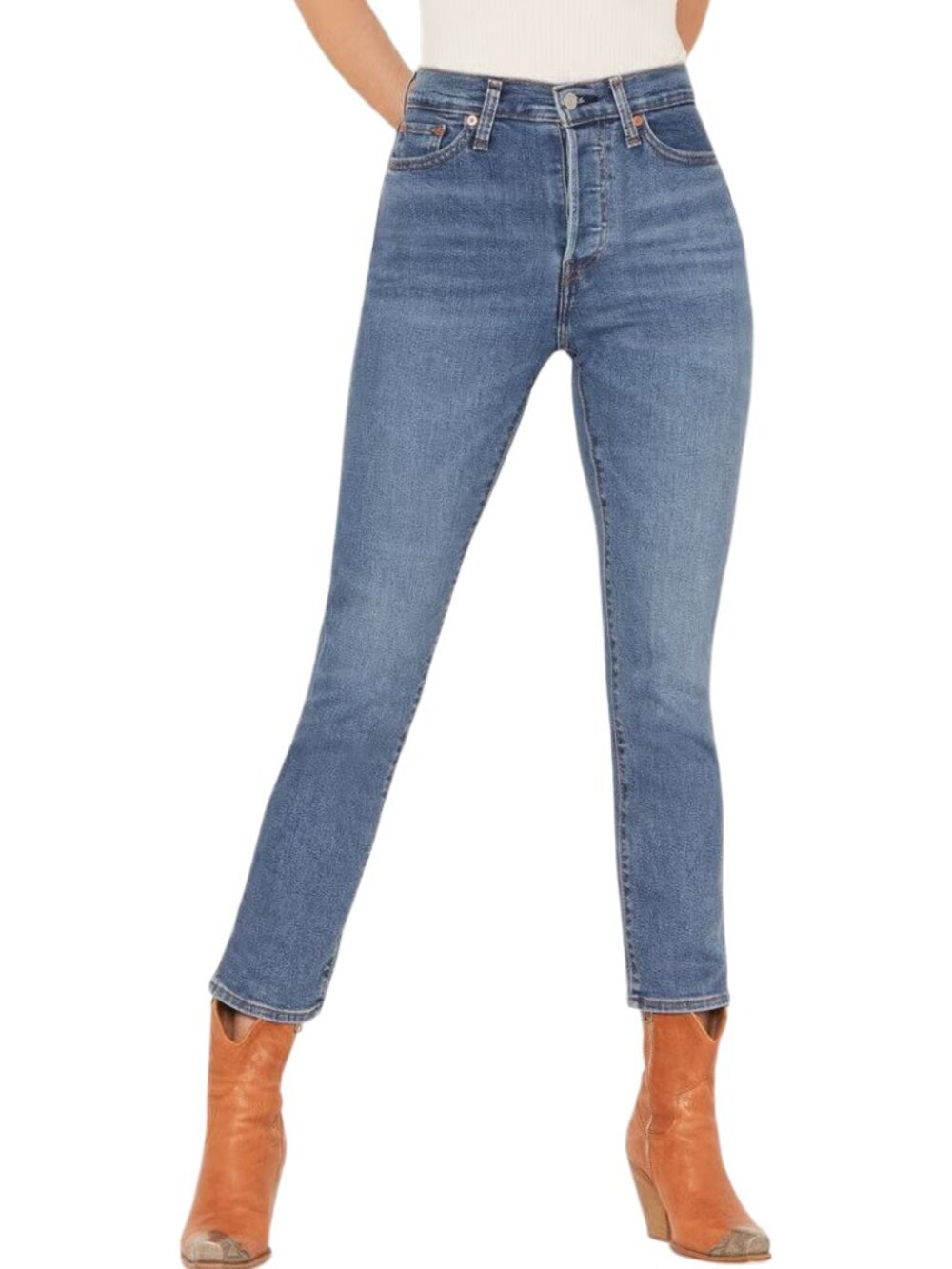 NWOT Levi's Wedgie Button Fly Straight Jeans 29 Summer Love Medium Wash
